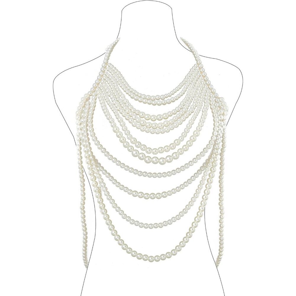 Pearl Body Chain Adjustable Pearl Shoulder Necklace Sexy Bra Jewelry For Women